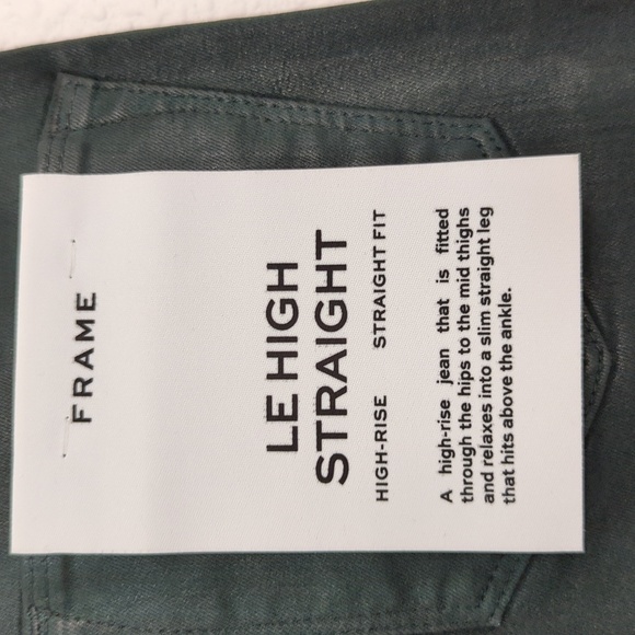 NEW Frame Le High Straight Cropped Jeans Pine Green 24 super stretch denim - Picture 11 of 14